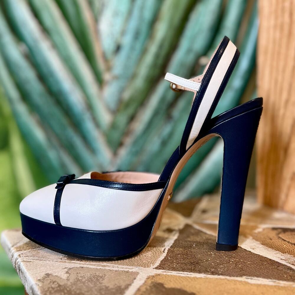 Gucci White and Navy Heels